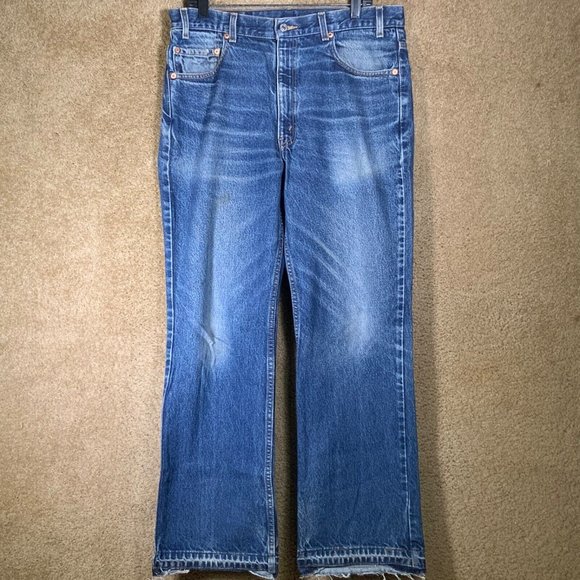 Vintage LEVIS Mens Jeans Sz 36x30 Boot Cut Red Tab Blue Denim Cotton Distressed - Picture 2 of 12